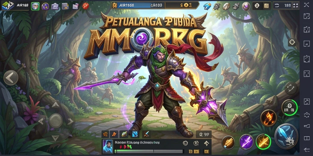 Gameplay menakjubkan dalam AIR168 menampilkan karakter dan pertarungan di dunia fantasi.