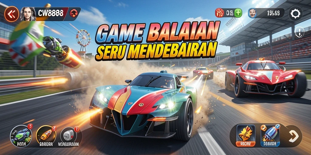 Tangkapan layar CW8888 menunjukkan balapan mendebarkan dengan track yang beragam.
