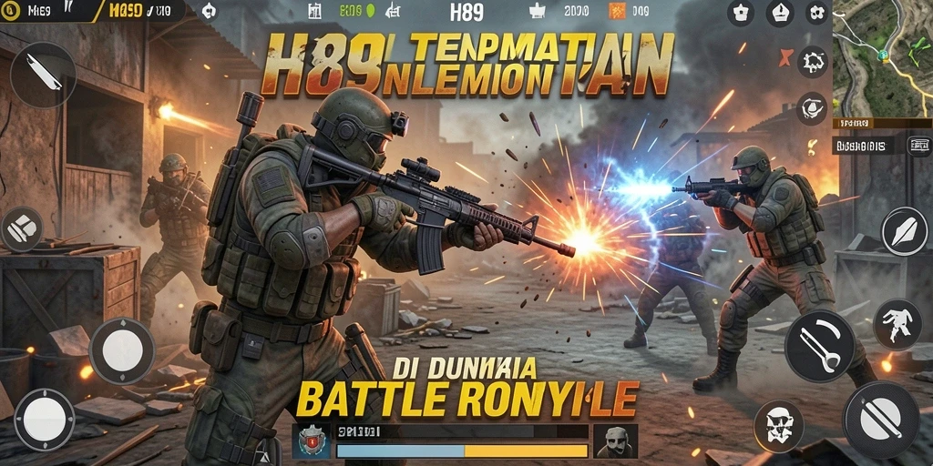 Tangkapan layar menunjukkan aksi intens di permainan Battle Royale H89.