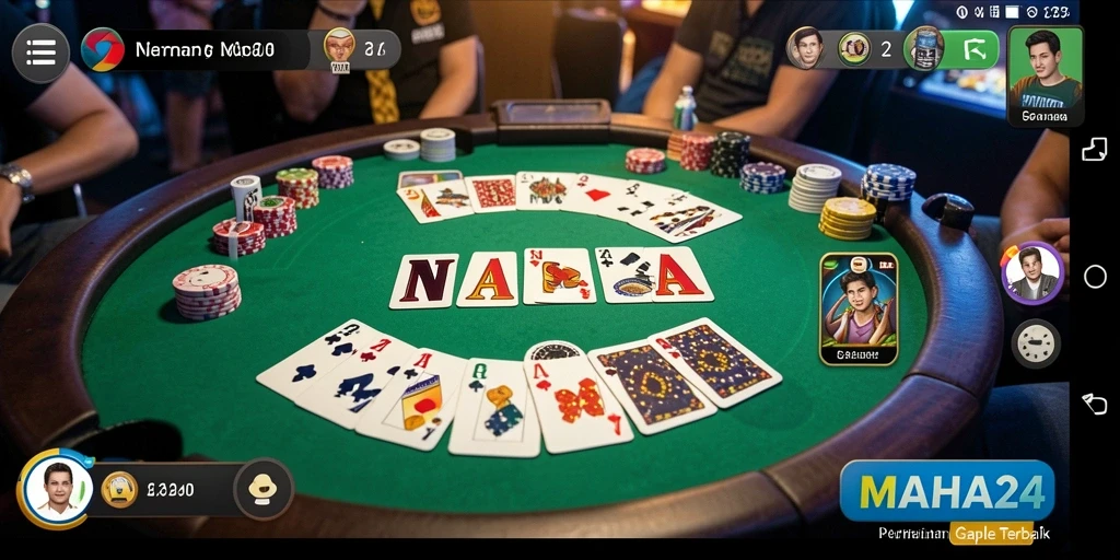 Screenshot gameplay MAHA24 menampilkan suasana seru bermain Gaple.