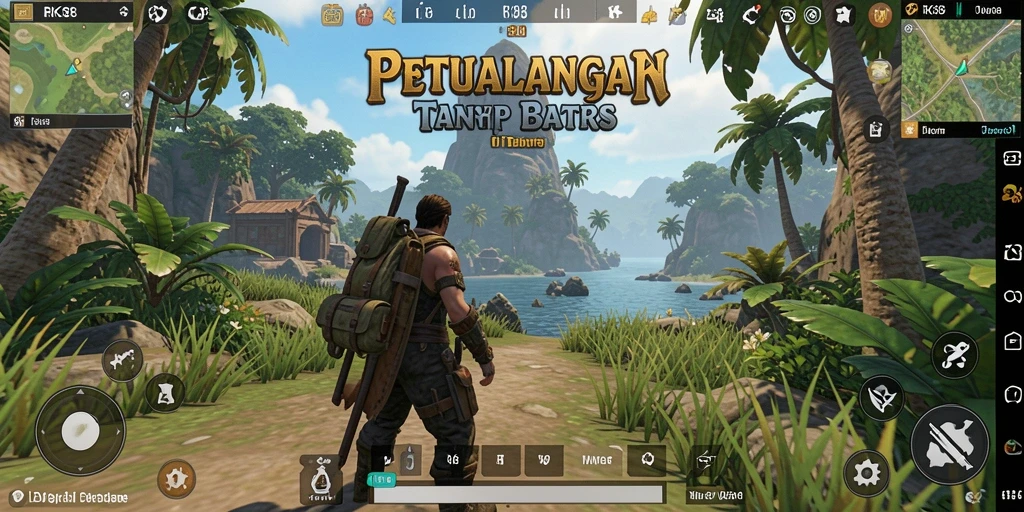 Tampilan gameplay RK88 menampilkan aksi petualangan di dunia terbuka.