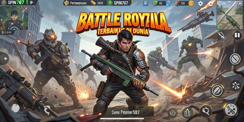 Screenshot menunjukkan momen intens dalam gameplay Battle Royale.