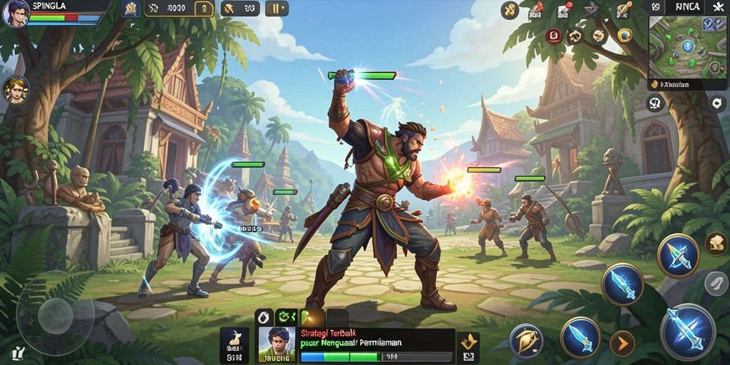 Screenshot SPINGILA menampilkan pertempuran mendebarkan dengan strategi yang terlibat.